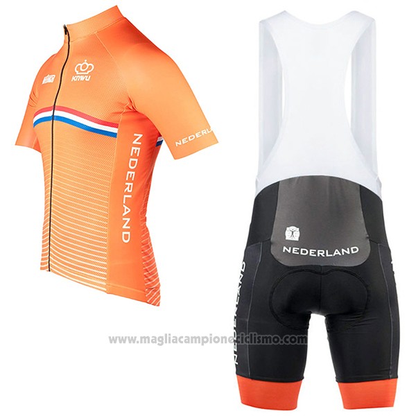 2017 Abbigliamento Ciclismo Paesi Bassi Arancione Manica Corta e Salopette